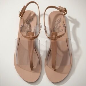 ANCIENT GREEK LEATHER SANDALS W/ MODERN VINYL PLASTIC LIMITED EDITION LIDO SZ 38
